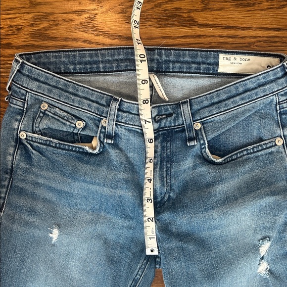 Rag & Bone Dre Low Rise Slim Boyfriend Distressed Jeans In Aviation Way Size 25 - Picture 8 of 9